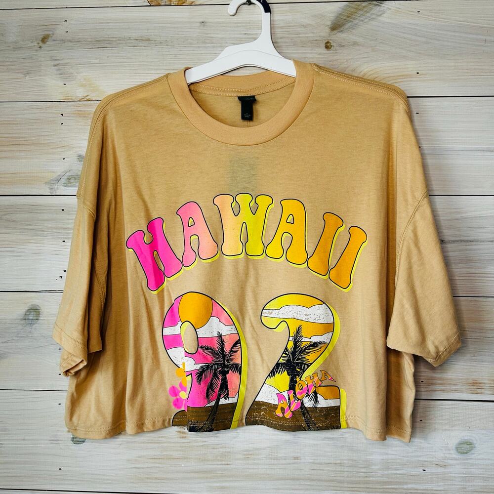 Boxy Hawaii Beach Cropped Tshirt Wild Fable Size Large